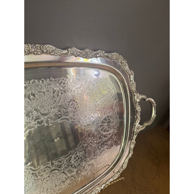 Vintage Silver-Plated Butler Tray in the "Countess" Pattern by the International Silver Company For Sale In Birmingham - Image 6 of 18