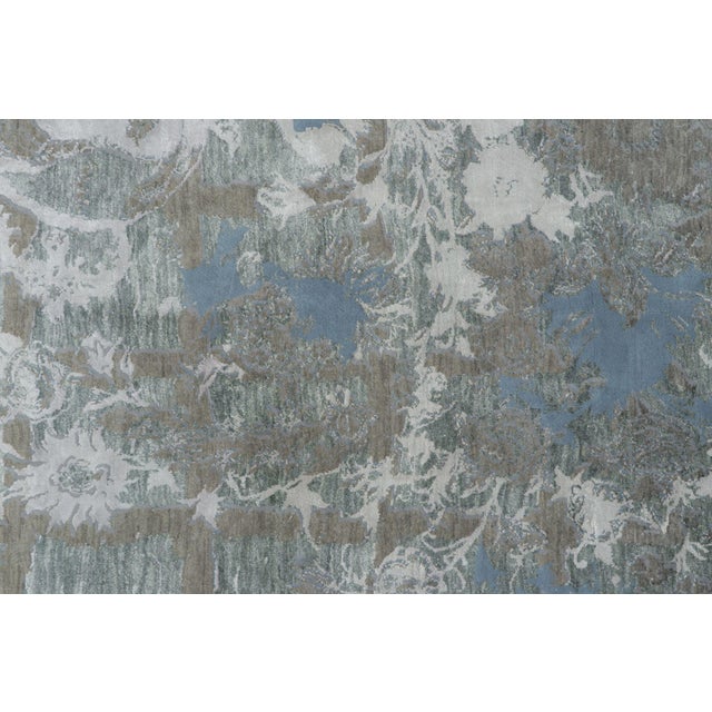 Rug & Kilim’s Distressed Contemporary Floral Rug, in Gray & Blue Hues For Sale - Image 10 of 12