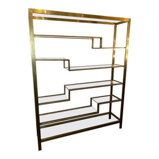 Large Brushed Brass Étagère For Sale