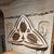 For your consideration, carved wooden decorative wall relief featuring a triangular or trefoil-like geometric motif with...