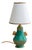 1950s French Green Ceramic Table Lamp with Gilt Accents For Sale
