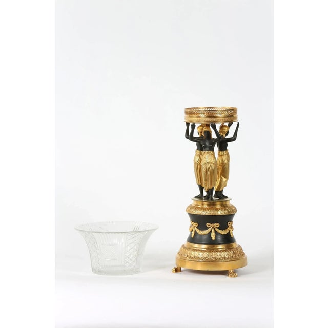 Empire Style Two Tone Gilt Pedestal / Cut Glass Tazza For Sale - Image 11 of 13