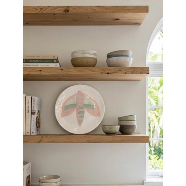 Vintage Hand-Painted Ceramic Moth Decorative Charger Plate For Sale - Image 11 of 12