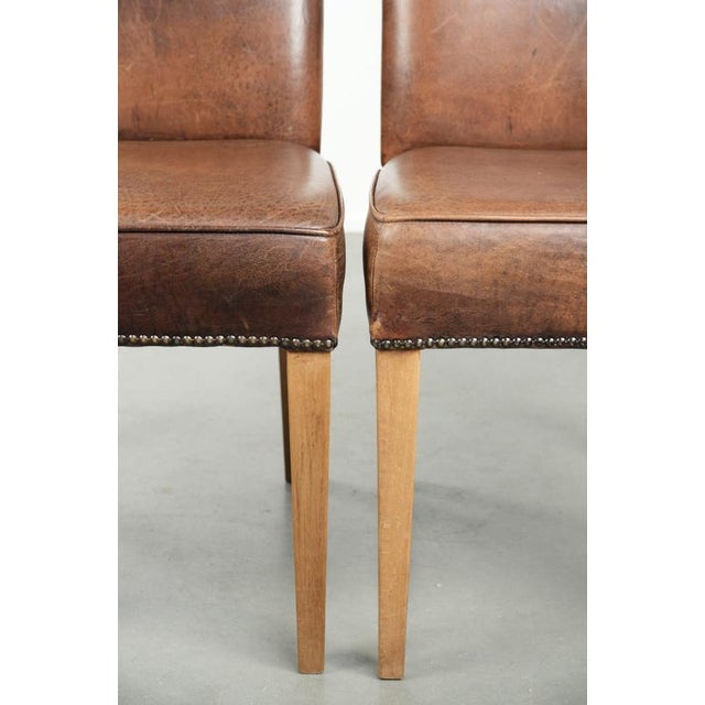 Brown Vintage Dining Chairs in Sheepskin with a High Back, Set of 6 For Sale - Image 8 of 12