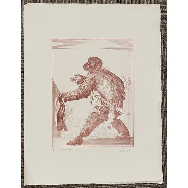 Joseph Pecsenke Arlecchino Commedia Dell'arte Etching For Sale - Image 4 of 4