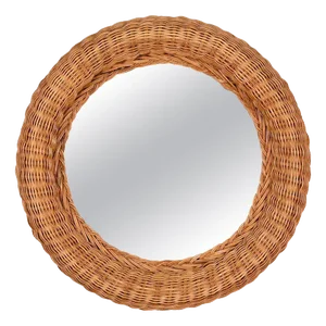 Mid-Century French Riviera Round Mirror in Woven Rattan Wicker, Italy, 1970s