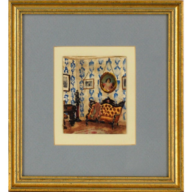 American Pair of Interior Scenes of a Victorian Home - Watercolor on Heavy Paper by David Mode Payne For Sale - Image 3 of 10