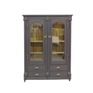 Classic Modern Glass Front Cabinet For Sale