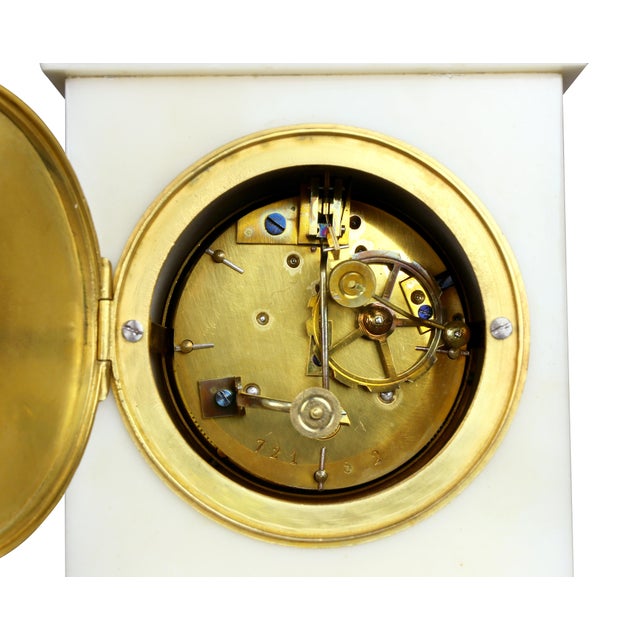 Louis XVI Style Marble and Bronze Clock Garniture - 3 Piece Set For Sale - Image 11 of 12