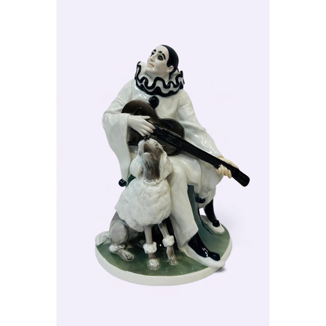 Art Deco Rosenthal Porcelain Sculpture, "Pierrot With Poodle," For Sale - Image 3 of 12