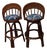 1990s Wicker Bamboo Counter Stool Swivel Set of 2 For Sale