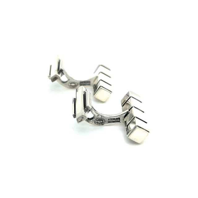 1990s Pair of Georg Jensen Estate Mens Cufflinks Sterling Silver GJ29 For Sale In New York - Image 6 of 12