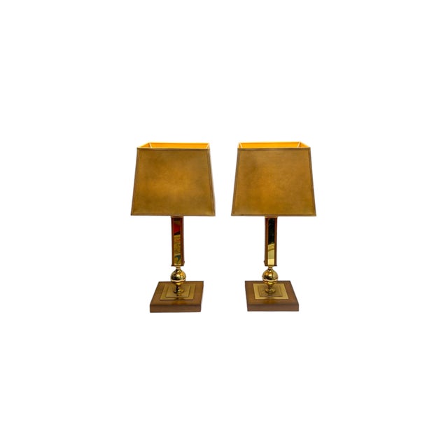 1970s Vintage Wood and Brass Table Lamps by Temde Leuchten, 1970s, Set of 2 For Sale - Image 5 of 13