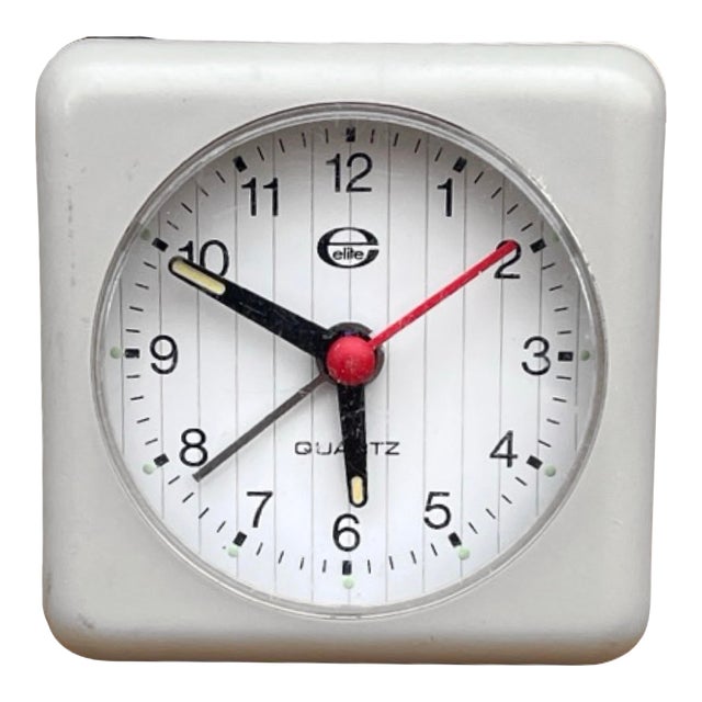 Small Gray, Electric Alarm Clock Elite Germany 1980s For Sale