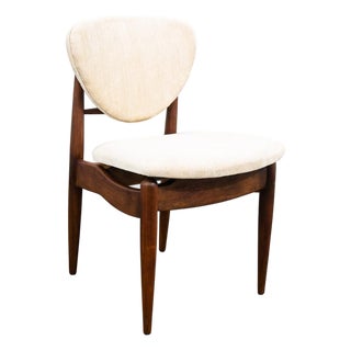 Mid Century Danish Modern Dining Chair John Stuart Wood Walnut Off White Cream For Sale