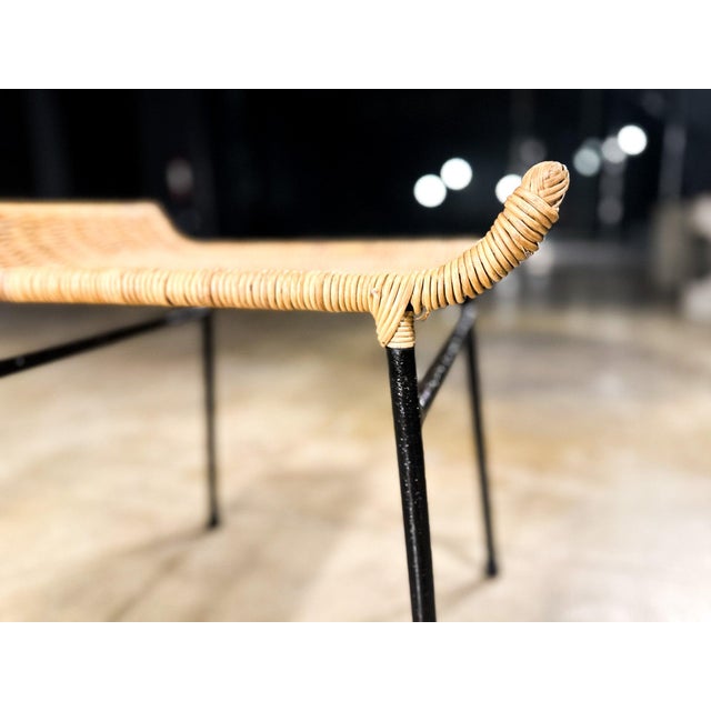Metal Pair of Caned Stools with Iron Frame by Carlo Hauner, Forma, Brazilian Modern, 1950s - Lot 851B For Sale - Image 7 of 13