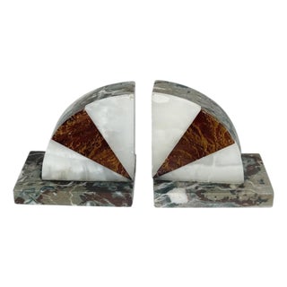 Art Deco Minimalist Onyx Bookends, 1940, Set of 2 For Sale