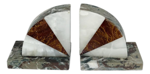 Art Deco Minimalist Onyx Bookends, 1940, Set of 2