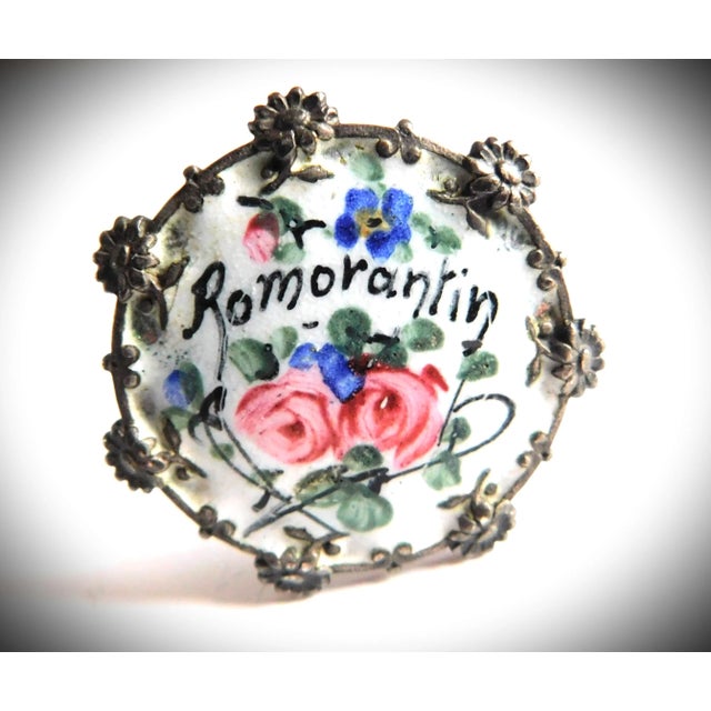 Romorantin, France Antique Sterling and French Enamel Floral Brooch Pin For Sale In New York - Image 6 of 9