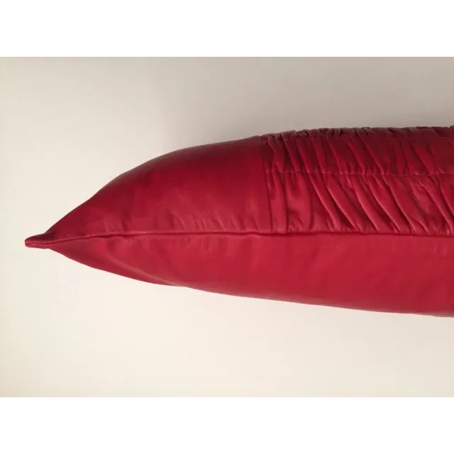 Contemporary Modern Ruched Leather Pillow Cover For Sale - Image 3 of 5