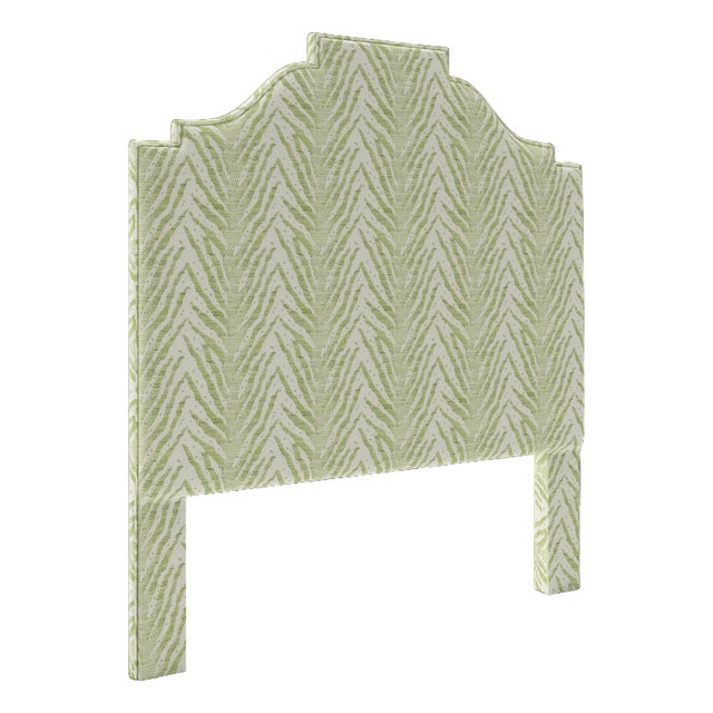 Nina Headboard in Schumacher Creeping Fern, Moss - Full For Sale