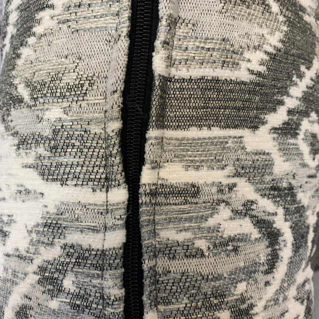 Large elegant woven diamond pattern new upholstery weight grey and white pillow. Removable cover and Poly instert No mark...