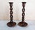 Large Antique English Oak Barley Twist Candlesticks, 1920, Set of 2, in Good conditions. Designed 1920 to 1949