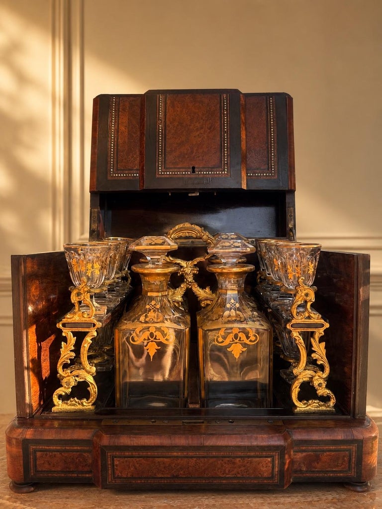 19th Century French Napoleon III Marquetry Cave À Liqueur /Liquor