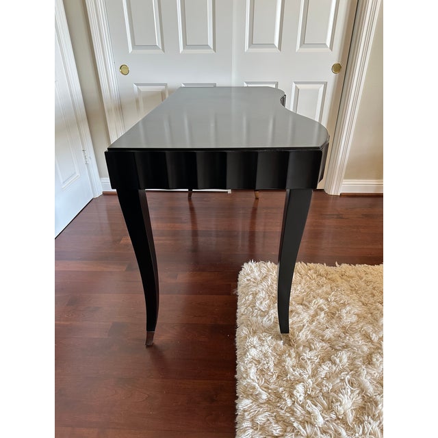 Baker Barbara Barry Modernist Art Deco Desk in Black Lacquer For Sale In Los Angeles - Image 6 of 13