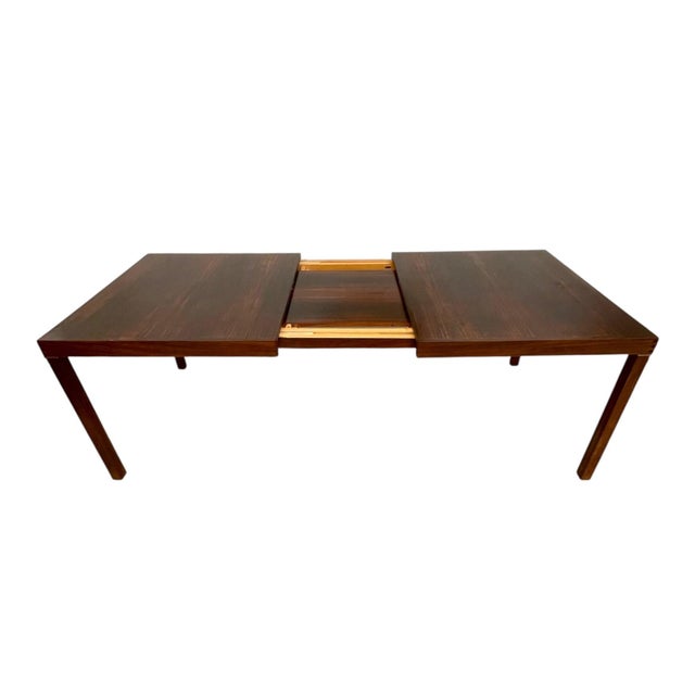 Vintage Mid-Century Modern Extendable Dining Table With Removable Stored Leaf For Sale - Image 10 of 11