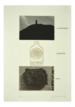 Joe Tilson, Glastonbury, Labyrinth, Peat, Etching on Paper, 1976