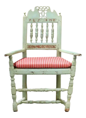 Danish Lars (Hugger) Pedersen Folk Art Painted Birch Armchair