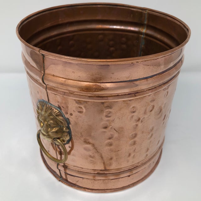 Vintage Hammered Copper and Brass Lion Head Bucket Chairish