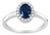 10K White Gold 1/5 Cttw Round Diamond and Prong Set 7MM Created Blue Sapphire Halo Cocktail Ring (H-I Color, I1-I2 Clarity) - Size 7 For Sale