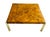 Vintage 1970s Burl Wood & Brass Coffee Table | Hollywood Regency Milo Baughman Style | Parquet Burl Cocktail Table For Sale - Image 10 of 16