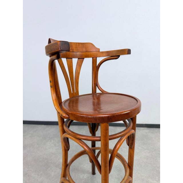 Bentwood Bar Stool with Armrest, 1940s For Sale - Image 9 of 14