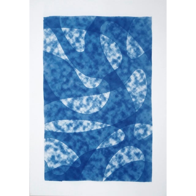 2021 "Misty Underwater Shapes" Contemporary Cyanotype on Watercolor Paper For Sale - Image 11 of 11
