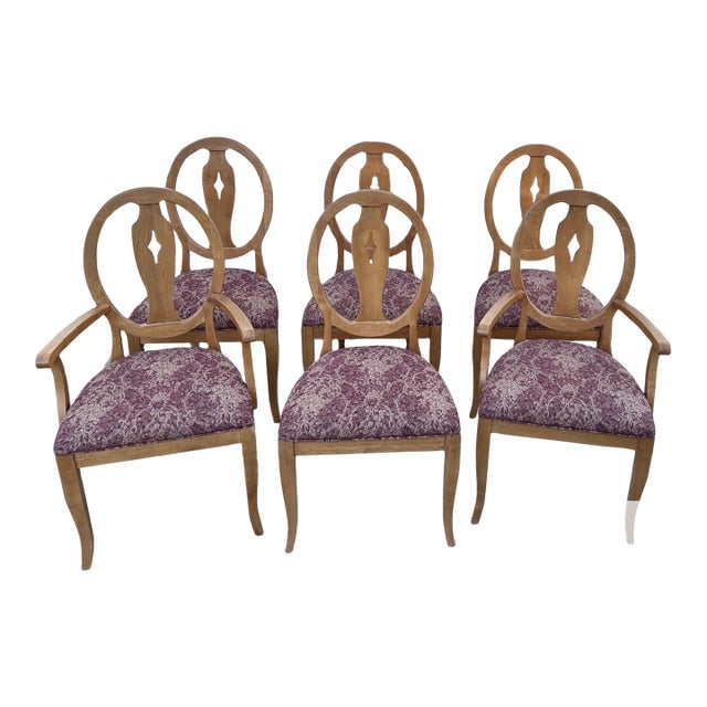 Vtg. Set of Six Ethan Allen Shield Back Transitional Style Dining Chairs For Sale