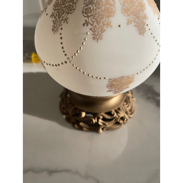 1950s Vintage French Milk Glass Lamp With Petite French Detailing For Sale - Image 5 of 7