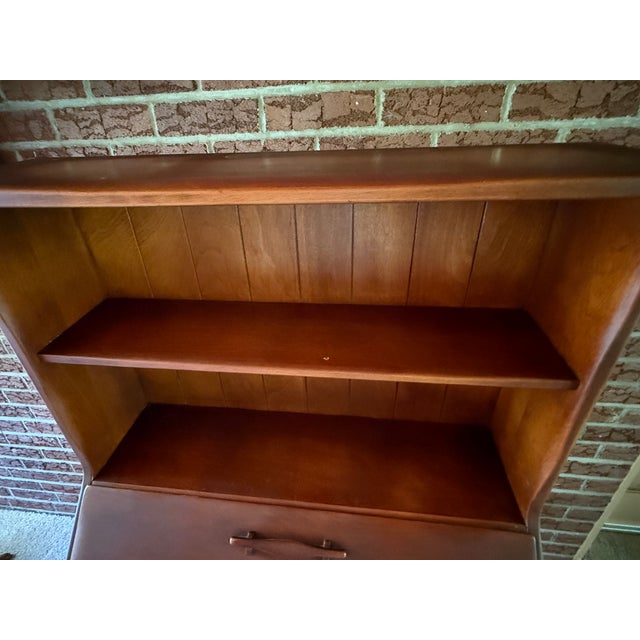Wood Cushman Colonial Creations Maple Secretary Desk #1012 and Chair #7041 Mid-Century For Sale - Image 7 of 15