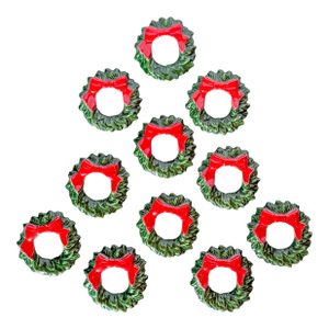 Vintage Ceramic Christmas Wreath Napkin Rings, Set of 11