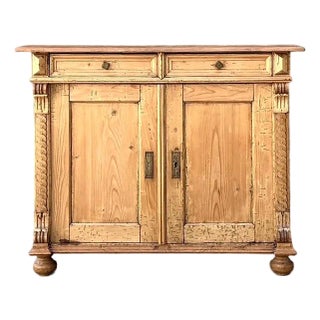 Vintage Carved Pine Cabinet For Sale