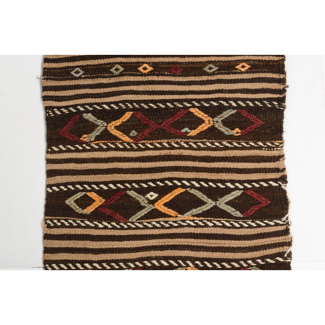 Brown Mid 20th Century Handwoven Brown Tribal Hallway Rug For Sale - Image 8 of 10