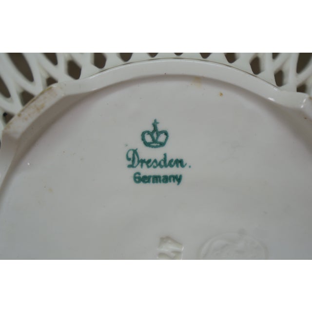 Antique Max Roesler German Dresden Porcelain Reticulated Compote Basket Bowl 7" For Sale - Image 11 of 12