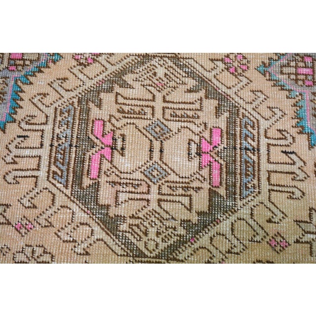 Turkish Vintage Turkish Hand Knotted Wool Rug, 3'x12'7" For Sale - Image 3 of 4