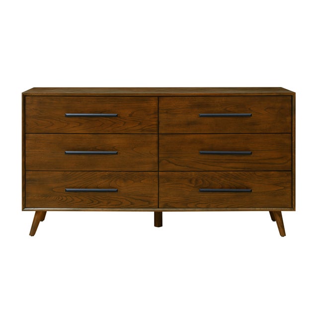Boho Chic Emery Walnut 6 Drawer Dresser For Sale - Image 3 of 9