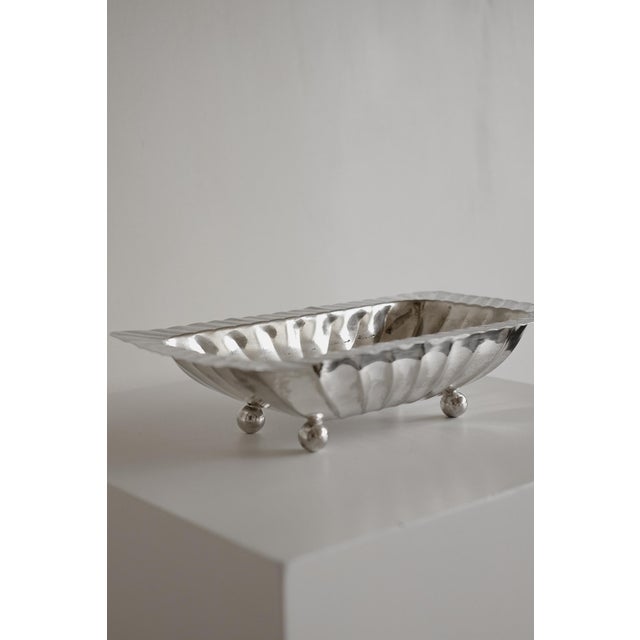 Vintage Silver-Plated Fluted Dish For Sale - Image 4 of 10