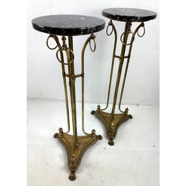 Antique Early 20th Century Empire Style Marble Topped Pedestal Tables For Sale - Image 11 of 11