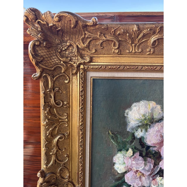 Victor Zolnierowicz, Still Life with Peonies, 1950s, Oil Painting on Canvas, Framed For Sale - Image 4 of 18