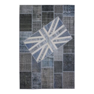 Hand Knotted Antique Patchwork Flag Rug - 6′7″ × 9′10″ For Sale